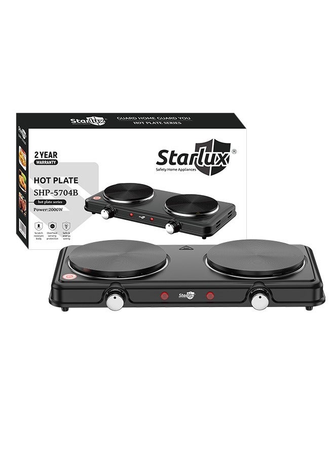 ستارلوكس موقد كهربائي ساخن، شعلتان من الحديد الزهر، شعلة سطحية بقوة ٢٠٠٠ واط، شعلتان كهربائيتان، موقد كهربائي محمول - Image 1