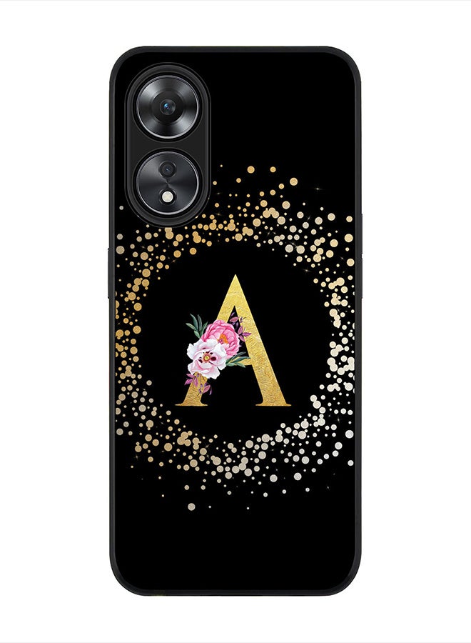 Stylizedd Cover for Oppo A78 5G /Oppo A58 5G Case , Rugged Black Slim fit Phone Cases - Custom Monogram Initial Letter Floral Pattern Alphabet -A (Black) - Image 1