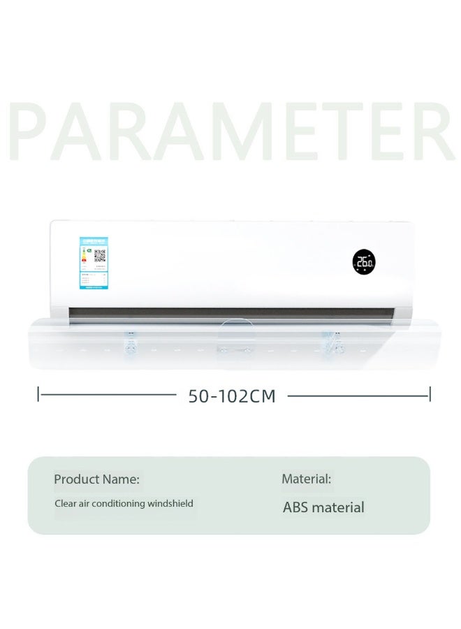 عاكس هواء شفاف لمكيف الهواء، عاكس تدفق هواء مكيف الهواء الشفاف، عاكس هواء مكيف الهواء المنفصل المثبت على الحائط، غطاء حاجب هواء مضاد للهب المباشر، بطول 50-102 سم يناسب معظم المكيفات (MKS-277) - Image 2