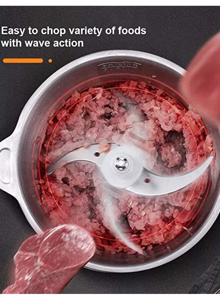 JIHAM Food Chopper 300W 3L Stainless Steel Powerful Multi Food Chopper For Meat double layer four knives Vegetables Fruits And Nuts - Image 3