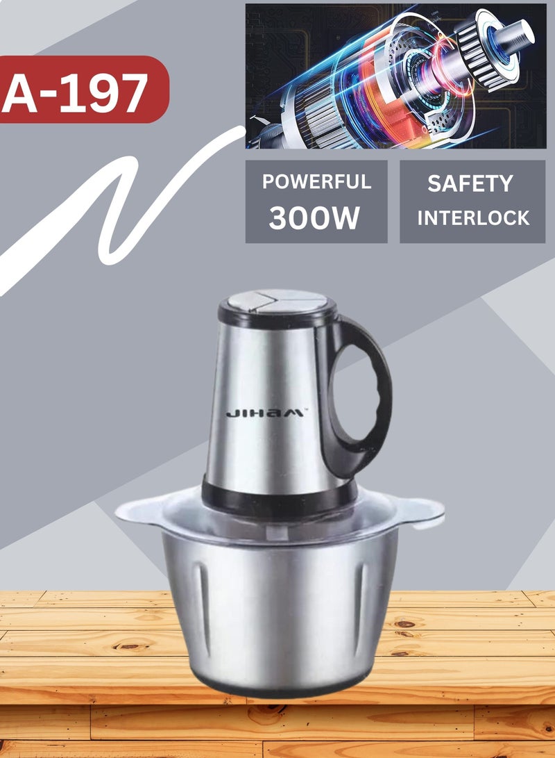 JIHAM Food Chopper 300W 3L Stainless Steel Powerful Multi Food Chopper For Meat double layer four knives Vegetables Fruits And Nuts - Image 4