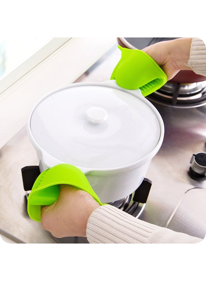 2 PCS Heat-Resistant, High-Temperature Resistant And Anti-Slip Kitchen Baking Multi-Functional Pinch Grip Mitts Gloves , Silicone Two-Finger Hand Clip Specially Designed for Baking Ovens, Green 15x5x10cm - Image 3