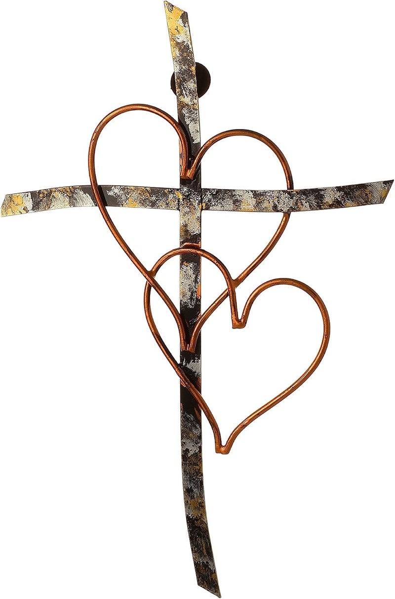 RELY+ + Entwined Hearts Wall Cross Metal 13 X 9 Inch Entangled Heart Iron Wall Cross Love Heart Gift for Adult Living Room Decor Bedroom Wall Decorations - Image 2
