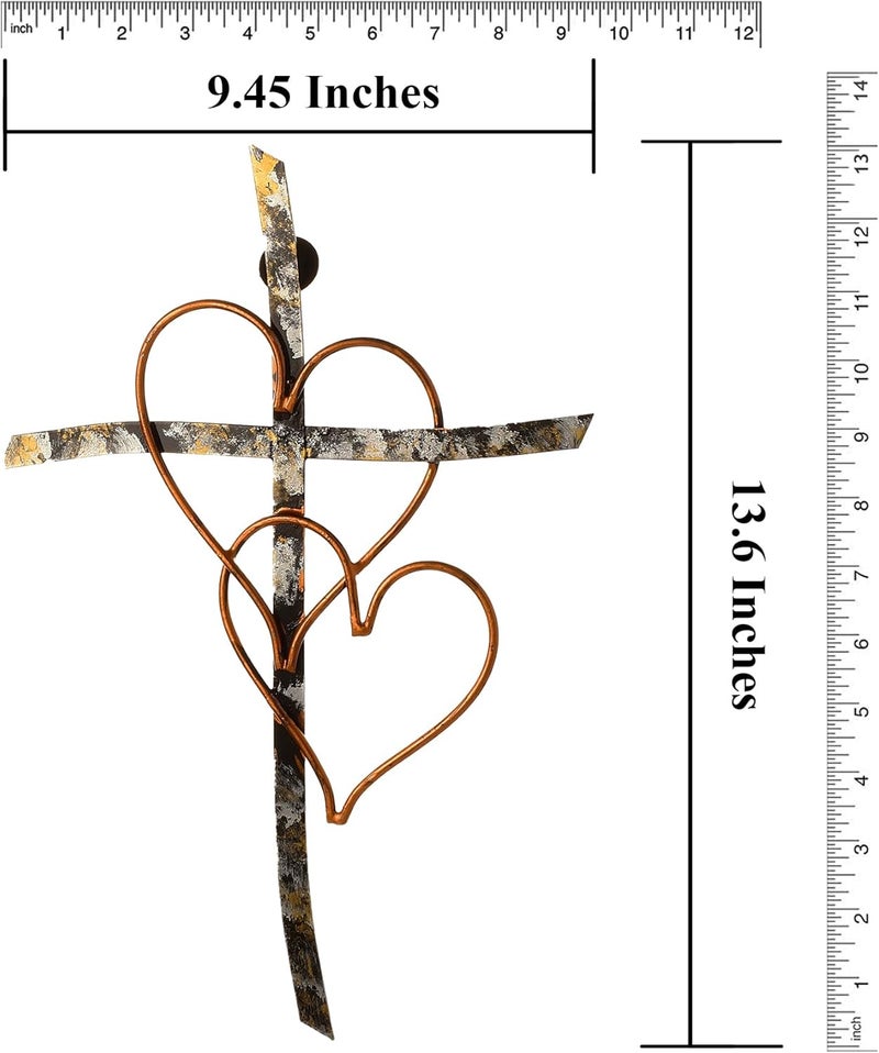 RELY+ + Entwined Hearts Wall Cross Metal 13 X 9 Inch Entangled Heart Iron Wall Cross Love Heart Gift for Adult Living Room Decor Bedroom Wall Decorations - Image 4