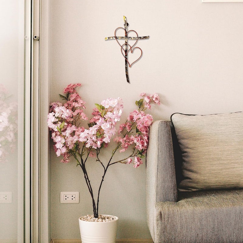 RELY+ + Entwined Hearts Wall Cross Metal 13 X 9 Inch Entangled Heart Iron Wall Cross Love Heart Gift for Adult Living Room Decor Bedroom Wall Decorations - Image 5