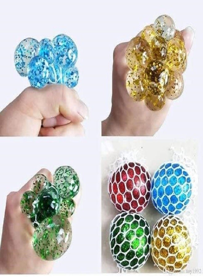 Fancy Glitter Sparkling Squishy Mesh Ball Stress Relief Squeeze Bling ball Anti-Stress Relief Toy (Random Colors) - Image 2