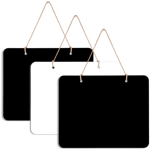 THSLSFX 3Pcs Hanging Chalkboard Signs 8x10 Inch Wooden Double Sided Erasable Message Board, Memo Message Sign with Hanging String for Wedding Kitchen Home Party Decoration - Image 1