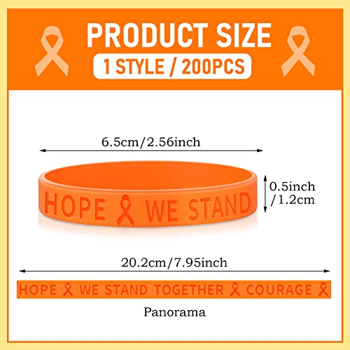 Junkin 200 Pcs Orange Ribbon Bracelets Leukemia Awareness Bracelet Kidney Cancer Adhd Lymphoma Cerebral Awareness Silicone Wristband for Public Activity Supplies - Image 3