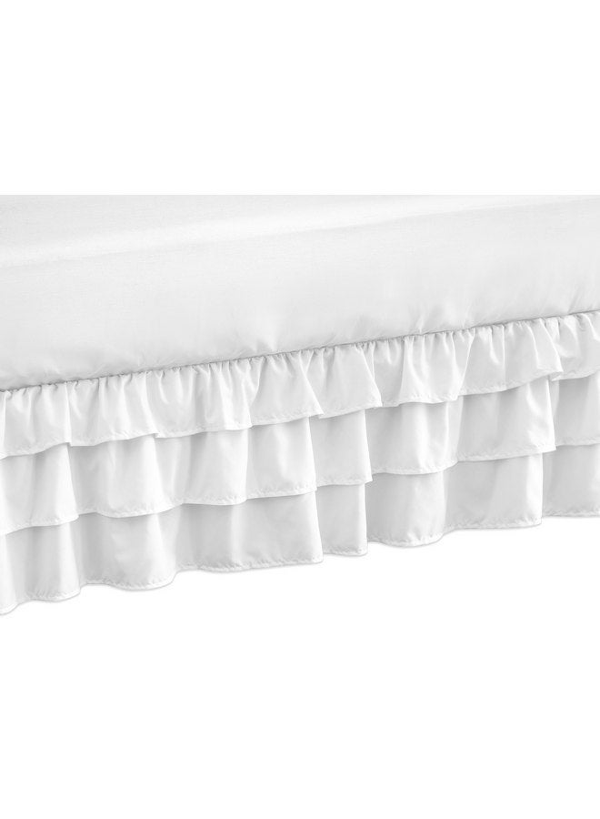Sweet Jojo Designs Solid Color White Shabby Chic Girl Ruffled Crib Bed Skirt Dust Ruffle for Harper Collection by Sweet Jojo Designs 
