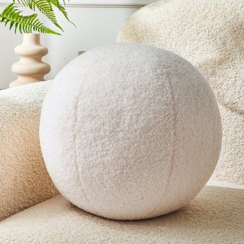 Vdoioe Cream White Ball Pillow 118 Inches Round Throw Pillow Simple Modern Ball Shaped Throw PillowNordic Style Cushion Decorative Pillow for CouchSofaBedroom
