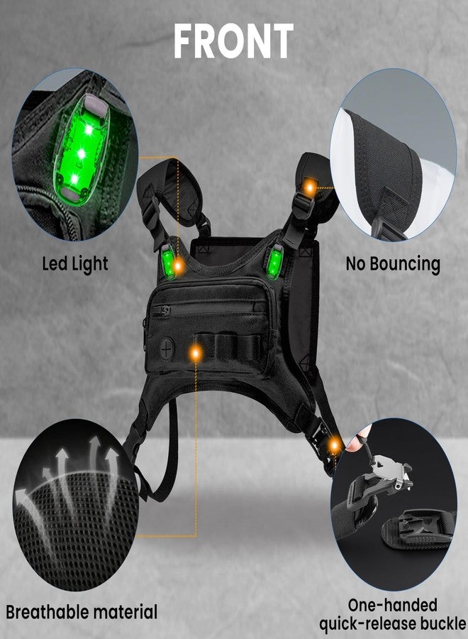OMKHE Running Chest Pack with Light, Chest Packs for Phone Holder, Edc Bag for Running, Lightweight Extra Storage Sports Chest Pouch for Runners Cycling Motorcycle Hiking - Image 4