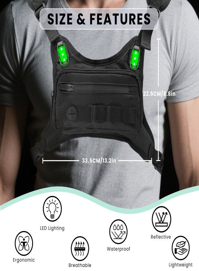 OMKHE Running Chest Pack with Light, Chest Packs for Phone Holder, Edc Bag for Running, Lightweight Extra Storage Sports Chest Pouch for Runners Cycling Motorcycle Hiking - Image 5