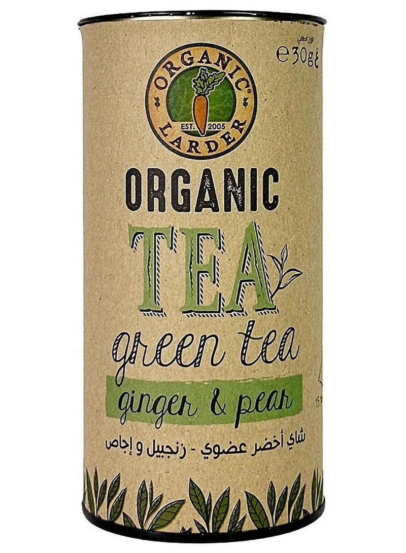 Organic Larder Organic Green Tea Ginger & Pear 15 Bags - Image 1