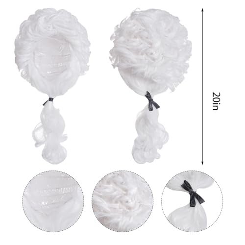 Tayfremn 6Pcs Judge Costume Adult Judge Costume Accessories Women Men Halloween Judge Lawyer Costume with Wig Collar Wooden Gavel Necklace Glove Glasses for Halloween Party Cosplay Dress Up White - Image 3