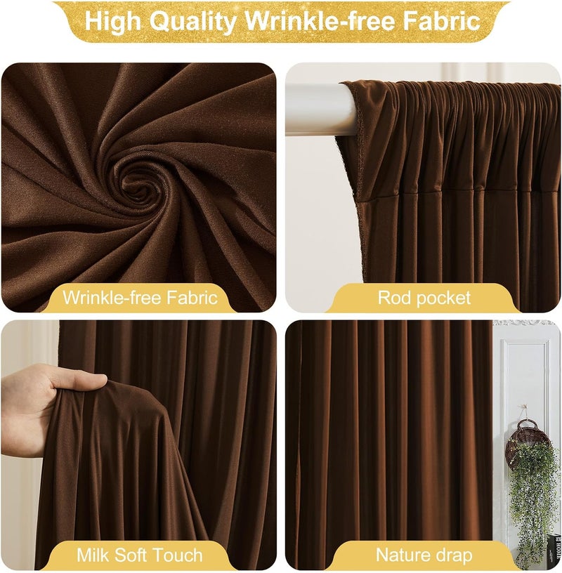 PARTISKY 16x10FT Dark Brown Backdrop Curtains for Wedding Parties, Wrinkle Free Polyester Photography Backdrop Drapes for Baby Shower Birthday Parties Stage Background Stand Decorations 4x10ft,4 Panels - Image 2