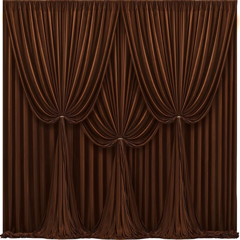 PARTISKY 16x10FT Dark Brown Backdrop Curtains for Wedding Parties, Wrinkle Free Polyester Photography Backdrop Drapes for Baby Shower Birthday Parties Stage Background Stand Decorations 4x10ft,4 Panels - Image 1