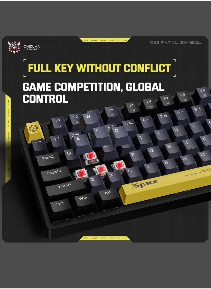 onikuma - G38 98 Keys Wired Gaming Keyboard with Brown Switch,Mechanical Keyboard Suitable for Computer/Ps4/Xbox Gamers,RGB Backlit - Image 1