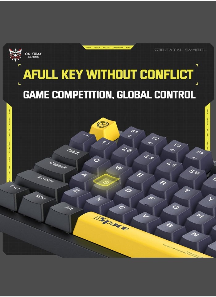 onikuma - G38 98 Keys Wired Gaming Keyboard with Brown Switch,Mechanical Keyboard Suitable for Computer/Ps4/Xbox Gamers,RGB Backlit - Image 1