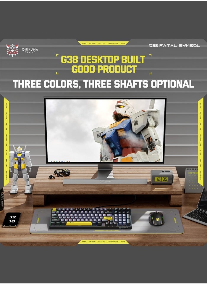 onikuma - G38 98 Keys Wired Gaming Keyboard with Brown Switch,Mechanical Keyboard Suitable for Computer/Ps4/Xbox Gamers,RGB Backlit - Image 1