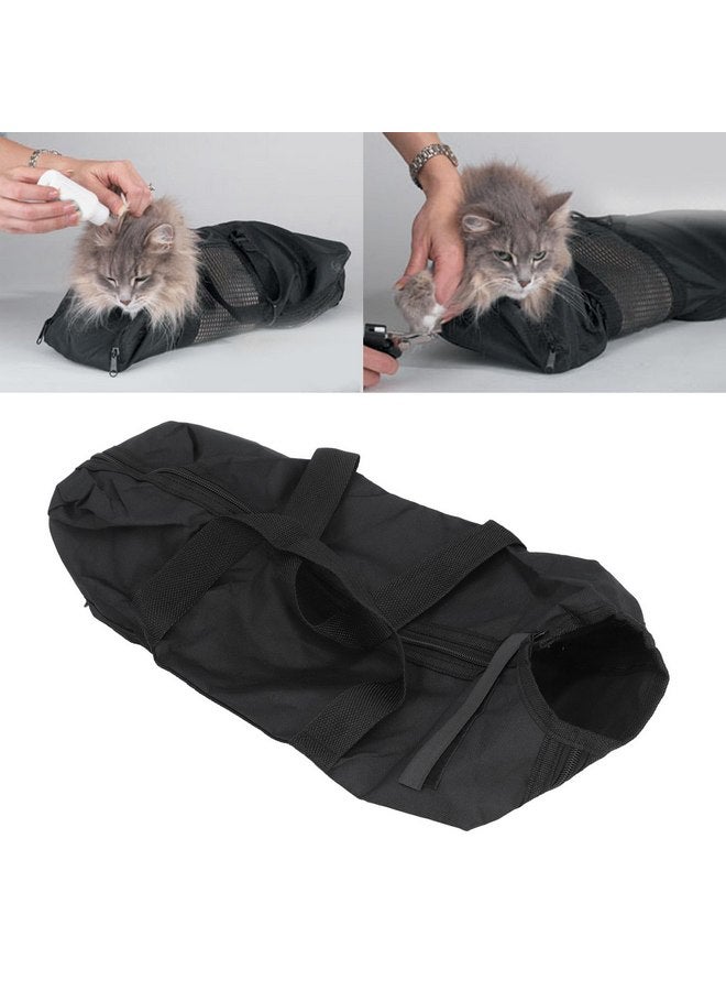 Fockety Cat Grooming Bag, Oxford Cloth Pet Bathing Restraint Bag with Front & Rear Zippers, Handles & Hanging Hook, 46x24cm Cat Restraint Bag for Bathing, Nail Trimming, Injections - Image 3
