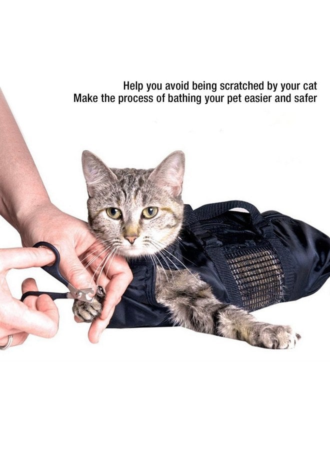 Fockety Cat Grooming Bag, Oxford Cloth Pet Bathing Restraint Bag with Front & Rear Zippers, Handles & Hanging Hook, 46x24cm Cat Restraint Bag for Bathing, Nail Trimming, Injections - Image 2