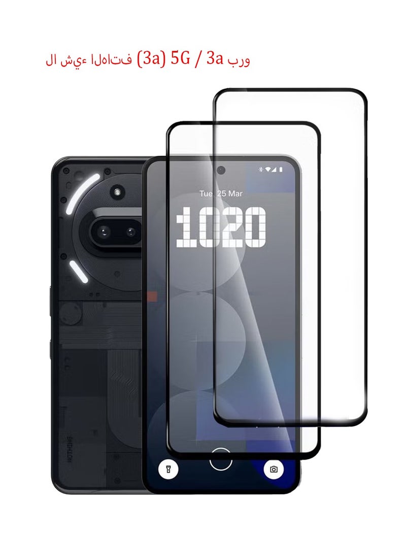2Pcs Nothing Phone (3a) 5G / 3a Pro 2025 Premium E2E Series Full Glue Full Cover Tempered Glass Screen Protector (MSGECN) - Clear/Black - Image 1