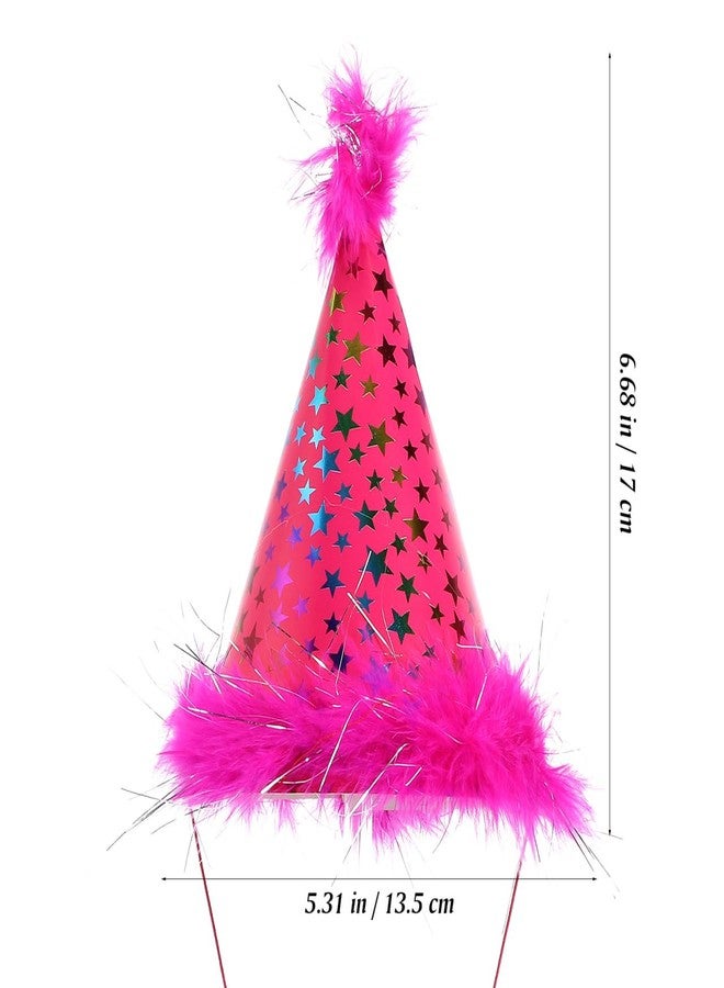 JECOMPRIS 4Pcs Kids Birthday Hats Glitter Cone Party Hats with Pom Pom for Baby Shower Birthday Cap Party Supplies - Image 2