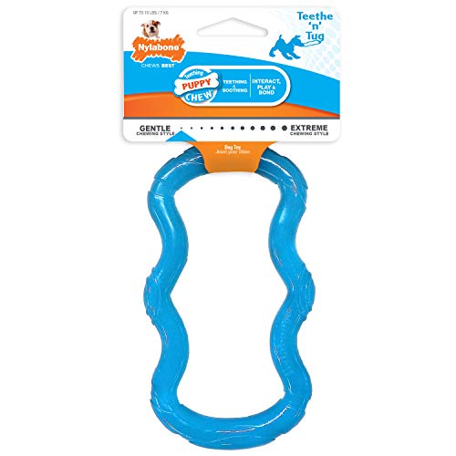 Nylabone Teethe N Tug Puppy Chew Toy for Dogs Teething Play Toys for Puppies Blue XSmall Up to 15 lbs 1 Count - Image 1