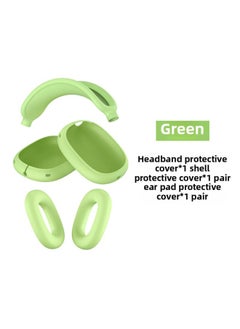 Suitable For Apple Headphone Case Airpods Max Protective Case Head-Mounted Earphone Case Silicone Protective Cover Case-Color:Max Green 3-piece Set (shell Set * 1 Pair Of Beam Set * 1 Ear Cushion Set * 1 Pair)-Applicable Model:AirPodsMax