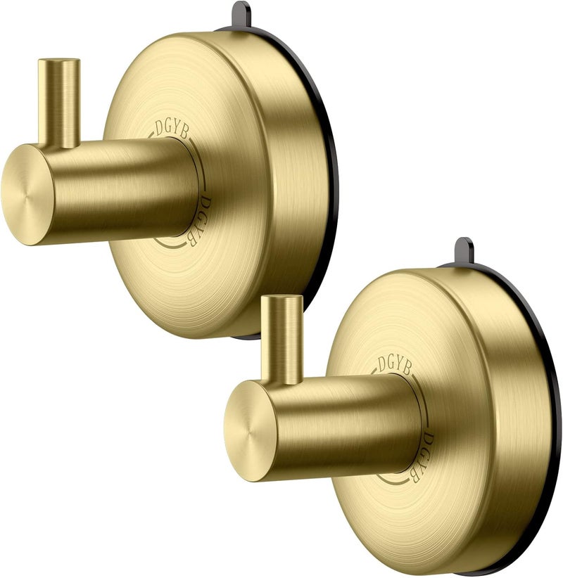 DGYB Suction Cup Hooks - Gold Towel Hooks for Bathrooms - SUS 304 Stainless Steel - 15 Lb Capacity - Image 1