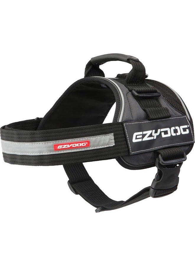 EzyDog Convert Dog Harness – Trail-Ready Rugged Harness for Walking, Hiking & Outdoors with Reflective Piping, Badge Attachment Points, Traffic handle, & Comfort Lining (Large, Charcoal) - Image 1