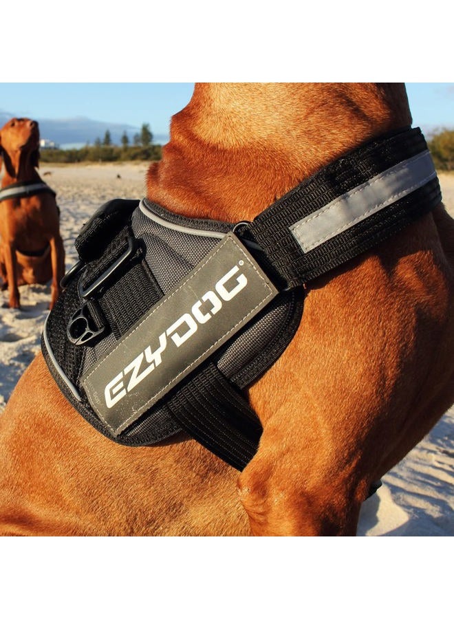 EzyDog Convert Dog Harness – Trail-Ready Rugged Harness for Walking, Hiking & Outdoors with Reflective Piping, Badge Attachment Points, Traffic handle, & Comfort Lining (Large, Charcoal) - Image 4