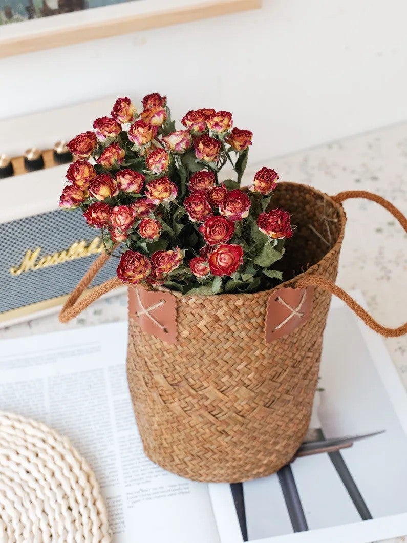 Bluejw Nature Dried Roses Bouquet - 30 Rose Buds Multi-headed, Wedding Flowers for Arrangement & Gift, Includes Dried Plants - Image 1