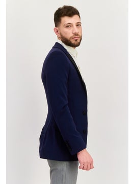 Asos Design Men Regular Fit Plaid Blazer, Navy  - Image 3
