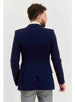 Asos Design Men Regular Fit Plaid Blazer, Navy  - Image 2