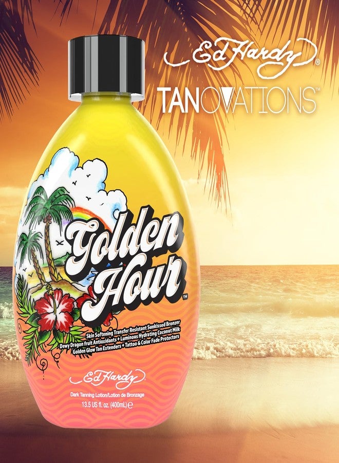 Ed Hardy Tanovations Golden Hour - Skin Softening Transfer Resistant Sunkissed Bronzer Golden Glow Tan Extending Dark Tanning Lotion - Image 4