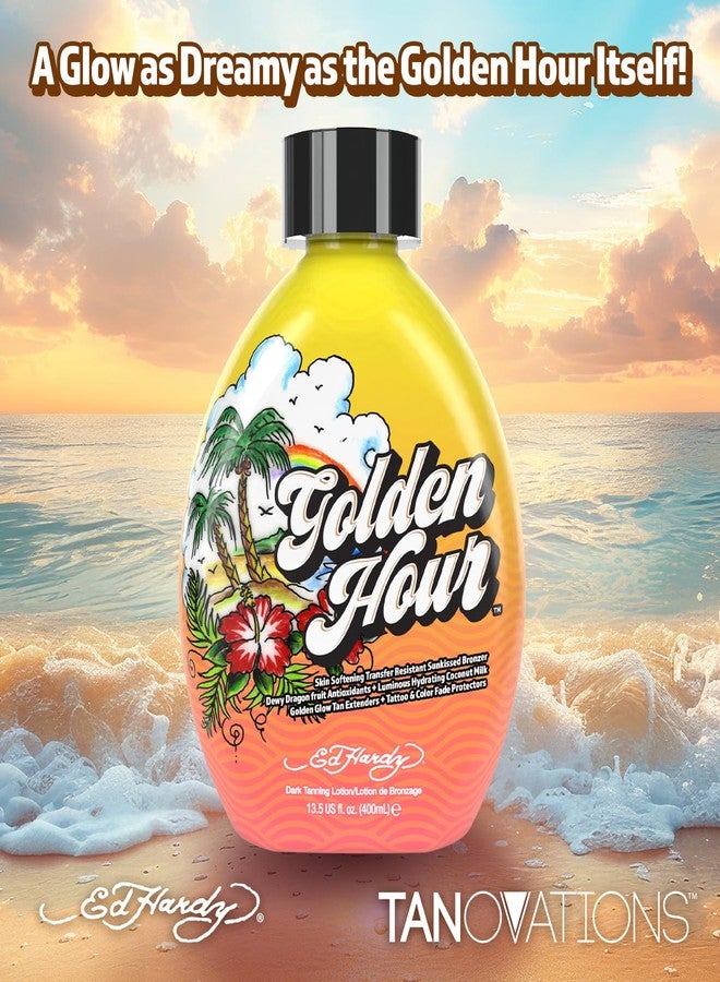 Ed Hardy Tanovations Golden Hour - Skin Softening Transfer Resistant Sunkissed Bronzer Golden Glow Tan Extending Dark Tanning Lotion - Image 3