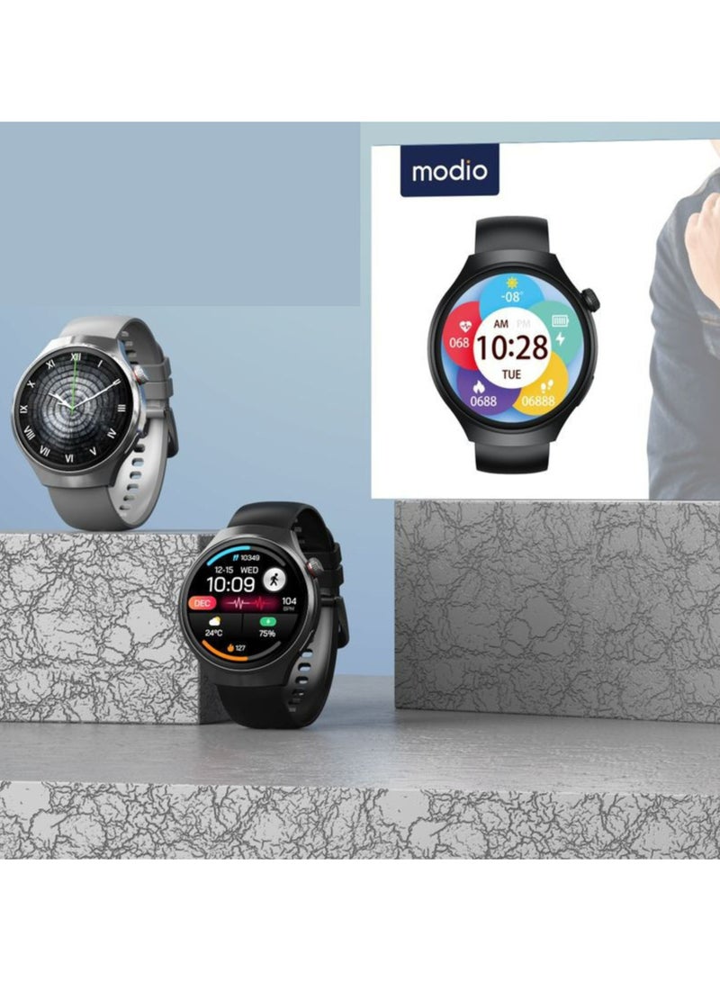 modio MR-60 2.5D Curved Display Smartwatch – 4G SIM, Bluetooth Calling, Wireless Charging, Fitness Tracker, Multiple Straps – Silver - Image 3