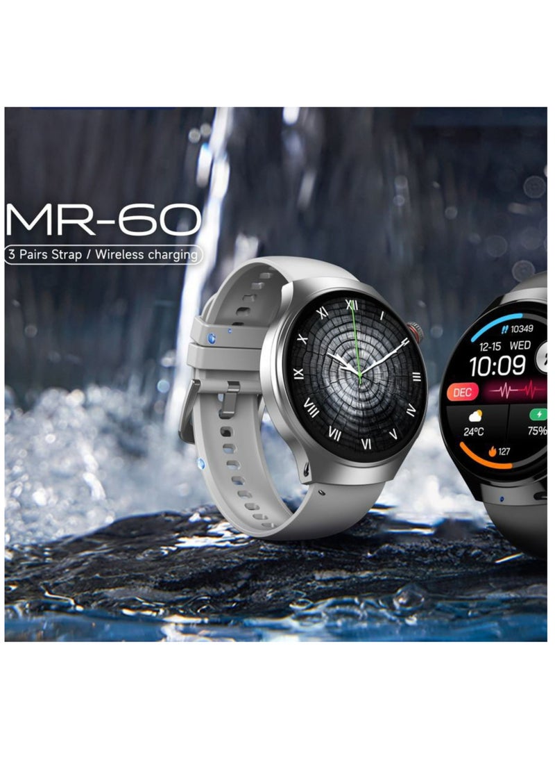 modio MR-60 2.5D Curved Display Smartwatch – 4G SIM, Bluetooth Calling, Wireless Charging, Fitness Tracker, Multiple Straps – Silver - Image 2