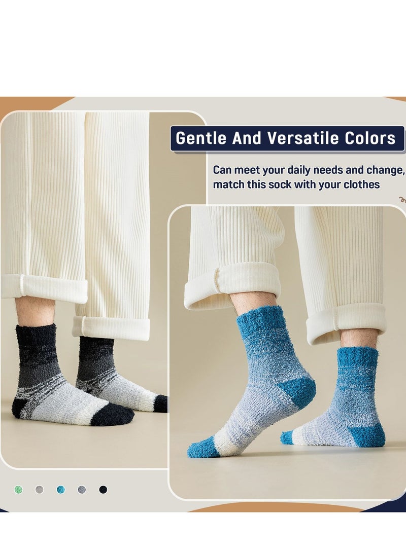 SYOSI 5 Pairs Slipper Fluffy Socks for Men, Thermal Bed Socks Warm Winter Socks Men High Elasticity Socks Breathable Sleeping Socks Fleece Socks Thick Cosy Boot Socks for Hiking  - Image 5