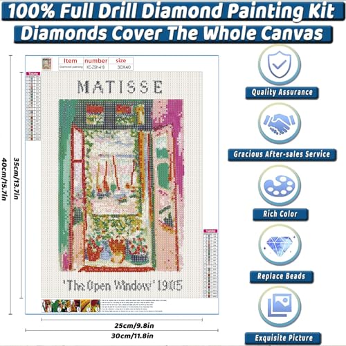 KICHANG Diamond Art Kits for Adults,Diamond Painting Kits for Adults Beginners,5D Diamond Painting Kits Diamond Art Diamond Dot Round Full Drill Diamond for Wall Decor&Gift-12x16in-Open Window - Image 2
