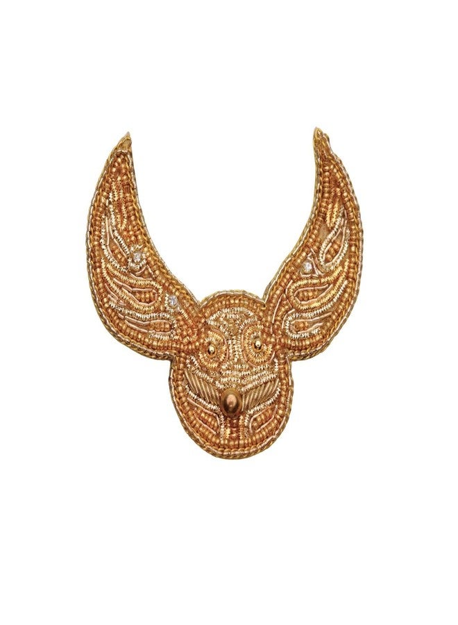 Abeo Handcrafted Golden Beaded Bird Brooch, 5-6.5 cm, Traditional Mughal-Inspired Design - Image 2
