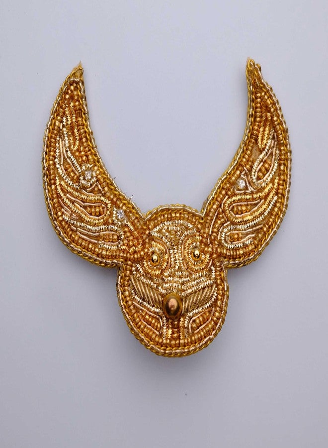 Abeo Handcrafted Golden Beaded Bird Brooch, 5-6.5 cm, Traditional Mughal-Inspired Design - Image 3