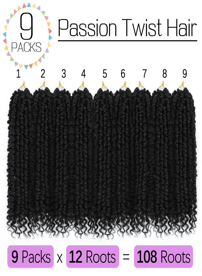 Callia Passion Twist Hair 12 Inch Passion Twist Crochet Hair 9Packs PreLooped Crochet Hair for Black Women PreTwisted Crochet Passion Twist Hair 1B - Image 3
