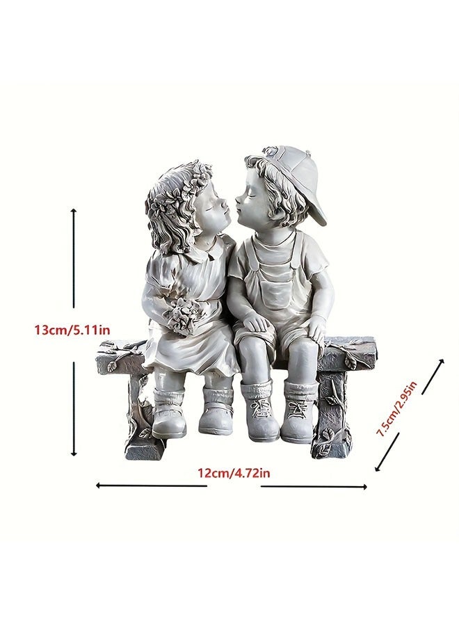 HOMESTAR Valentine's Day Gift Resin Statue of a Boy and Girl on Bench | Romantic Garden & Home Decor Ornament, Versatile Indoor/Outdoor Use, No Power Needed, Charming - Image 2