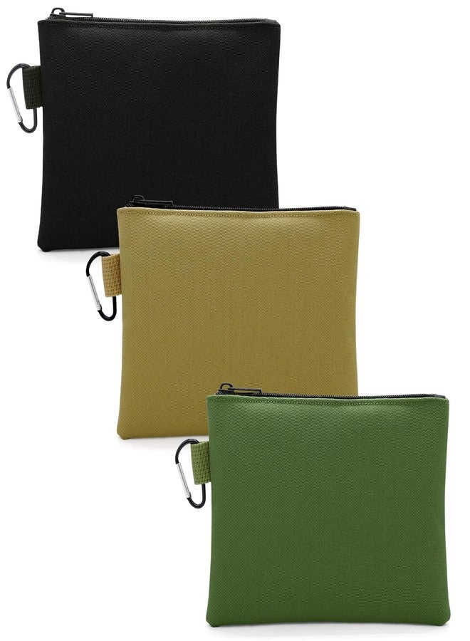 Faylapa 3 Pack Canvas Tool Zipper Pouch, Premium Tool Pouch, Waterproof Utility Multipurpose Storage Organizer Tool Pouches with Carabiner for Tools, Stationary, Pencil Pouch, 8.3"x5.5" - Image 1