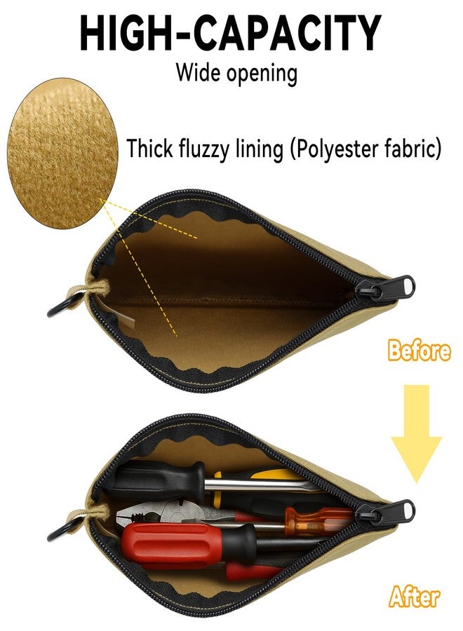 Faylapa 3 Pack Canvas Tool Zipper Pouch, Premium Tool Pouch, Waterproof Utility Multipurpose Storage Organizer Tool Pouches with Carabiner for Tools, Stationary, Pencil Pouch, 8.3"x5.5" - Image 2