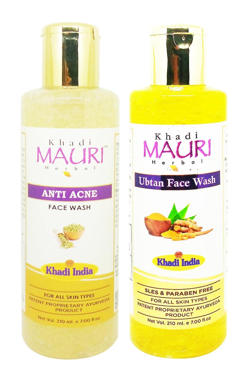 Khadi Mauri Anti Acne & Ubtan face wash - Pack of 2 (420ml) - Image 1