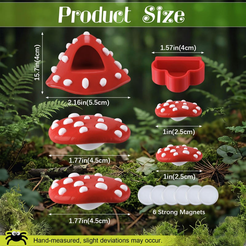 Feekoon Cute Jumping Spider Enclosure Accessories, 6 Pcs Jumping Spider Decor Kit with Mushroom Hide, Platforms and Feeder Dish, Adorable Hideout with Magnetic Mounting for Tarantula, Small Animals - Image 2