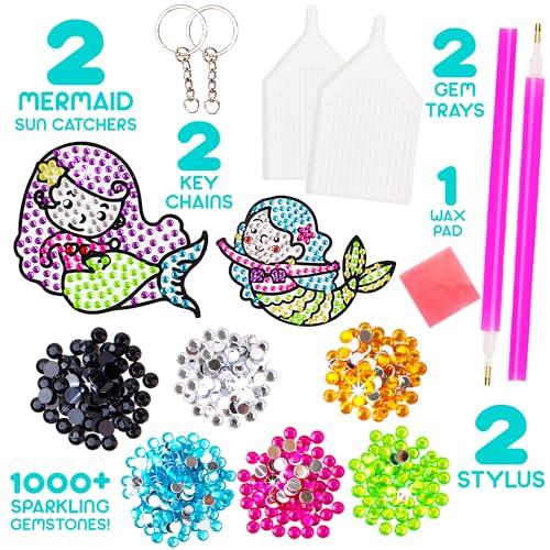 Blue Squid Diamond Art Kits for Kids – Mermaid - Fun & Easy DIY 5D Gem Art Gift Set for Keychains, Stickers, Sun Catchers - Diamond Painting Kit Arts & Crafts Kit for Kids, Girls, Boys Ages 6-12 - Image 4